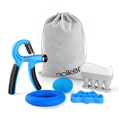 Handtrainer Fingertrainer Set, Apiker Hand Fingertrainer, Hand Grip Trainer Strengthener mit Handtrainer Griffbälle, Finger Stretcher, handmuskeltrainer, handtrainer ring, Hand Trainingsgerät, Massagegerät, Ergonomischer Hand Trainingsgerät für Anfänger zu verwenden(5-60KG)