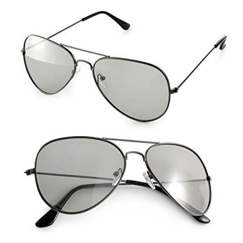 2er Set 3D Brillen (Pilotenbrille) für passives 3D TVs, PC-Spiele oder Kino RealD, Passivbrille (zirkular polarisiert) Farbe: schwarz, Marke Ganzoo