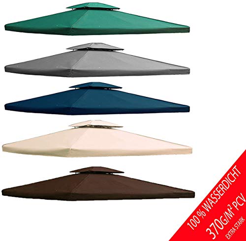 freigarten.de Ersatzdach für Pavillon 3x4 Meter Wasserdicht Material: Panama PCV Soft 370g/m² extra stark Modell 5 (Beige)