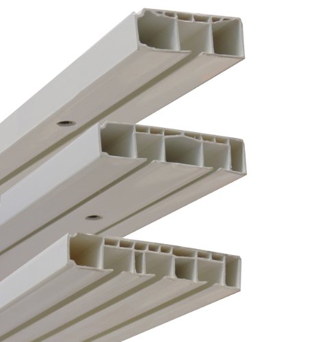 Garduna Gardinenschiene Vorhangschiene, 1-/ 2-/ 3-läufig, Kunststoff, weiss (2-läufig 300cm (2x 150cm inkl. Verbinder))