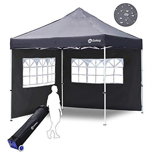 Sekey 3x3m Pavillon/Faltpavillon 100% Wasserdicht für Garten,Festival, mit 2 Seitenteilen,Grau