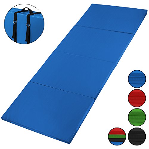 ALPIDEX Klappbare Leichtschaum Turnmatte 300 x 120 x 5 cm RG 18 mit Klettecken in Verschiedenen Farben 3fach klappbar mit Antirutschboden, Farbe:Blau