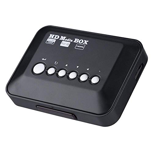 Mini Full HD Media Player,Tragbar Digital Multi TV Mediaplayer 1080P Media Player Box,Mini Media Player HDMI Video Audio mit Fernbedienung,Unterstützt USB-Laufwerk/SD-Karte/2,5T-Festplatte EU(Schwarz)