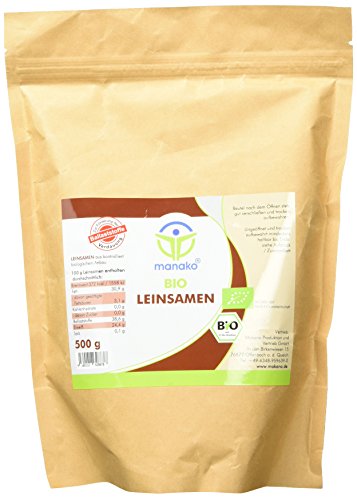manako Bio Leinsamen ganz, 2er Pack (2 x 500g)