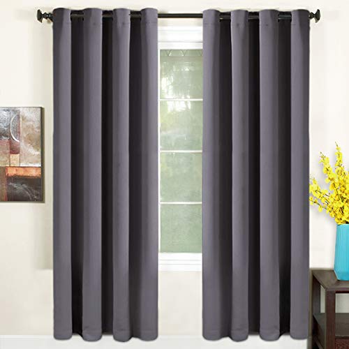 TEKAMON Vorhänge Blickdicht Dunkelgrau - Verdunkelungsvorhänge mit Ösen Gardinen Wärmeschutz & Geräuschreduzierung für Zimmer - 2 Stücke, 140 * 245