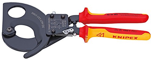 KNIPEX 95 36 280 Kabelschneider Ratschenprinzip isoliert mit Mehrkomponenten-Hüllen, VDE-geprüft 280 mm