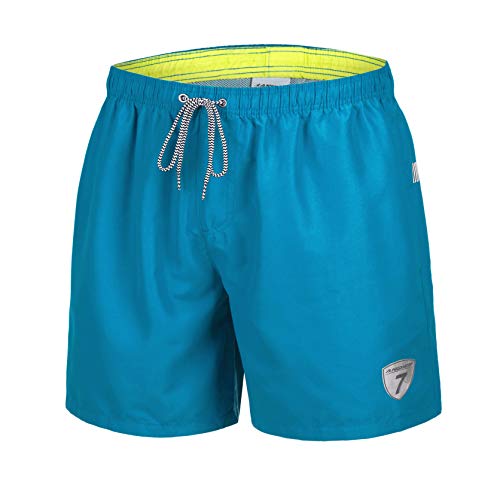 coskefy Badehose für Herren Schnell trockene Badeshorts Jungen Strand Surf Freizeit Schwimmen Laufen Board Shorts mit Netzfutter Taschen Kordelzug Badeanzüge(Saphirblau-Karo-1,L)