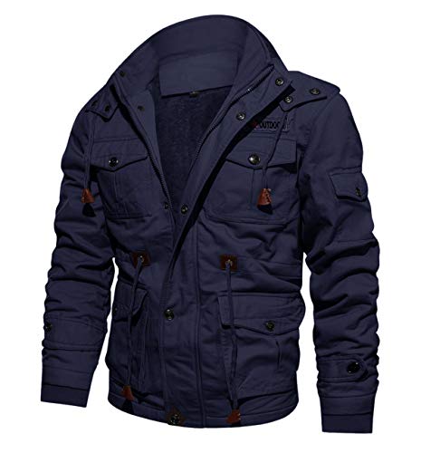 TACVASEN Herren Winter Dick Fleece Gefüttert Militär Cargo Jacke Baumwoll Hoodies mit Multi Taschen
