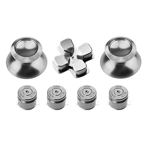 Gam3Gear Metal Aluminium Thumbstick Dpad Schaltfläche Bullet Mod Set für PS4-Controller Silber