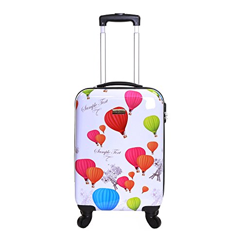 Karabar Hartschale Handgepäck Trolley Koffer Bordgepäck Kabinentrolley Reisekoffer Gepäck Polycarbonat PC 55 cm 2,7 kg 35 Liter mit 4 Rollen und Integriert Nummernschloss, Dewberry Weiß