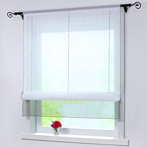 Joyswahl Raffrollo Voile Bändchenrollo mit Tunnelzug 'Anna' Farb Gardinen BxH 140x155cm Grau 1er Pack