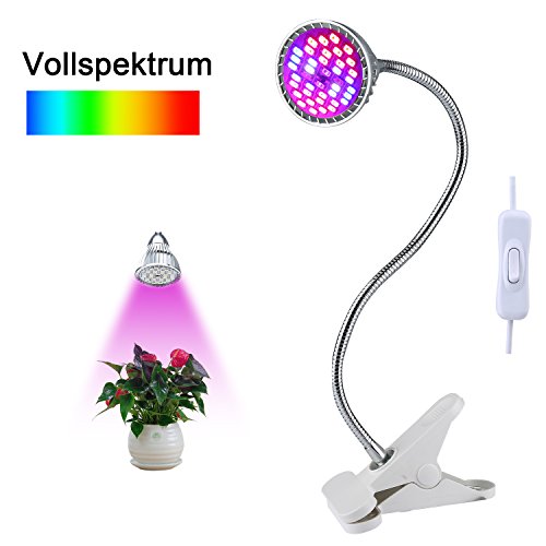 LED VOLLSPEKTRUM Pflanzenlampe, Lovebay 9W 40 LED Pflanzenlicht, 380nm-780nm Lichtspektrum ähnlich dem Sonnenlicht,22Rot(630nm)+12-Blau(460nm)+2-Weiß(6500k)+2IR(760nm)+2UV(400nm),Überwinterungshilfe