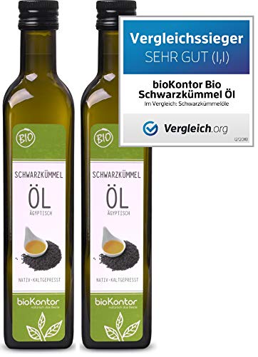 bioKontor // BIO Schwarzkümmelöl ägyptisch - nativ, kaltgepresst, 100% rein - 1000 ml (2x500 ml)