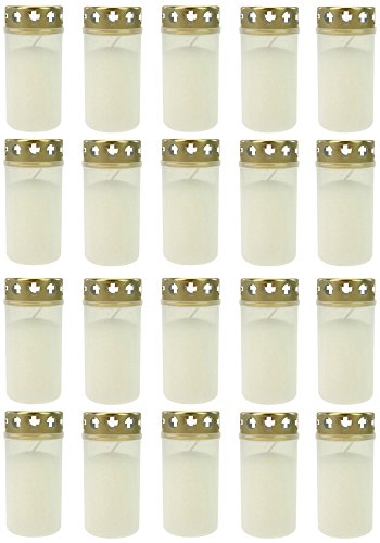 Grablicht Brenner Nr. 3 weiss mit Deckel | Grabkerzen | Friedhofskerzen | Grablichtkerze | Trauerlicht | Gedenkkerze | Grabdekoration | Grabdeko (20er Pack)