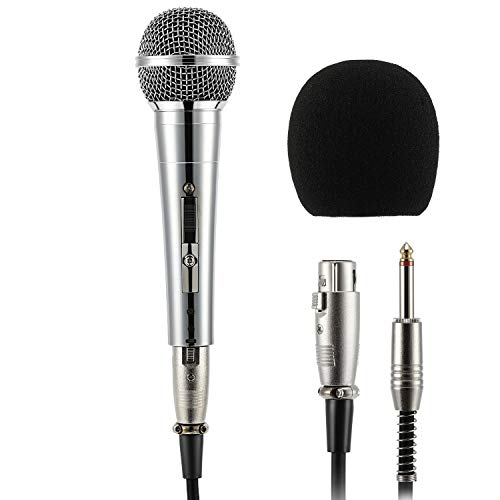 Moukey MWm-3 Dynamisches Mikrofon mit 5M/16.40 ft XLR-Kabel, kompatibel mit Karaoke Speaker Amp Mixer für Karaoke, Hochzeit, Bühne und Outdoor