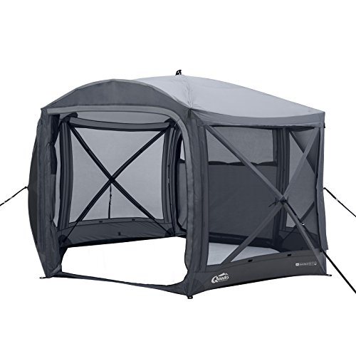 Qeedo Quick Hub 20 Falt-Pavillon (380 x 380 cm), Partyzelt, Event-Shelter & Vorzelt wasserdicht- grau