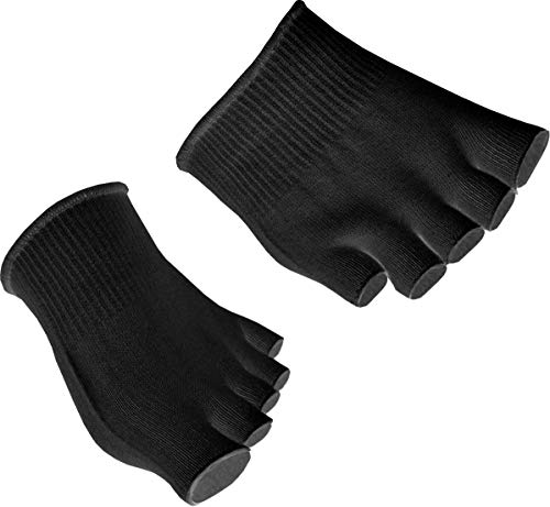 GreatIdeas Gel-Zehensocke, ideal für Athleten, zu Heilung des Fußes, stoßdämpfend, getrennte und offene Zehen, feuchtigkeitsspendend - keine trockene Haut, 2x Pairs - BLACK