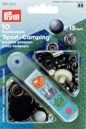 Prym Druckknöpfe Sport & Camping, 15 mm, Stahl Antikoptik, kein Nähen erforderlich, Schwarz, 10 Stück