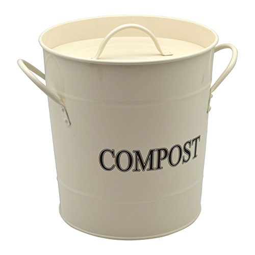 Metalleimer für Kompostabfälle/Garten/Gewächshaus - Cremefarben