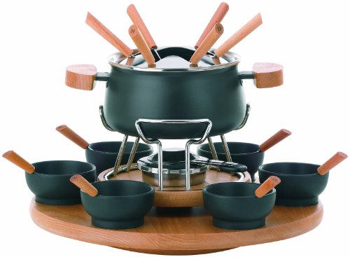 Kela 61201 Drehbares Fonduekarussell-Set, Fleischfondue, 23-teilig, Für 6 Personen, 2,0 l, Natura