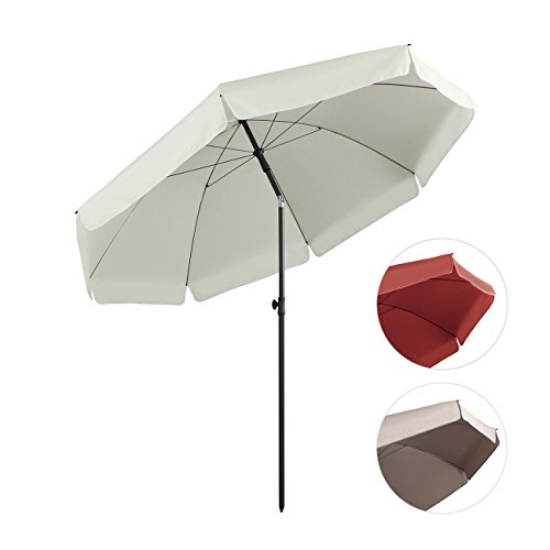 Sekey Sonnenschirm 240 cm Marktschirm Gartenschirm Terrassenschirm Creme Rund Sonnenschutz UV25+
