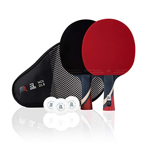 Everletics Tischtennis Set - 2 x Tischtennisschläger (1,8mm Schwamm) und 3-Stern-Bälle, 2er Set