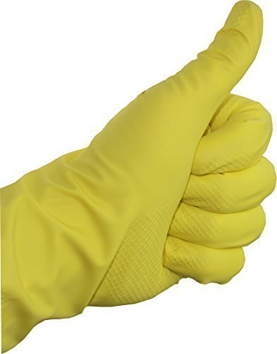 12 Paar Gummihandschuhe Latex baumwollgefüttert gelb Haushaltshandschuhe Handschuhe Medi-Inn (XL)