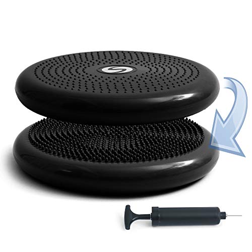 Sportastisch Sitzkissen Top¹ Comfortable mit Luftpumpe | SCHWARZ | Ergonomisches Sitzkissen 33cm mit Noppen für Yoga, Sport, Büro & Kinder | GRATIS E-Book und bis zu 3 Jahre Garantie²