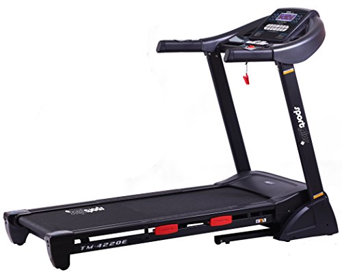 SportPlus Profi Laufband bis 20km/h, 16% Steigung elektrisch, 2,5 PS leiser Motor, 24 Trainingsprogramme, APP, Smartphone-Steuerung, große Lauffläche, Dämpfungssystem bis 125kg, schneller Aufbau, klappbar - SP-TM-4220E