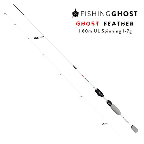 FISHINGGHOST Ultraleicht Spinnrute Feather 1,80m Wurfgewicht: 1-7g Angelrute - Spinnrute - Steckrute - direkte Kraftübertragung beim Fischen auf Forelle, Saibling, Barsch