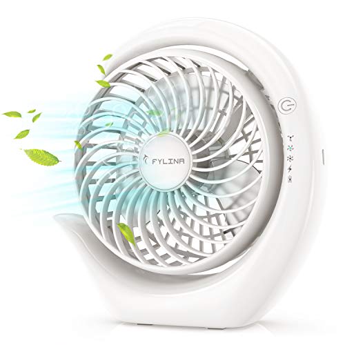 FYLINA USB Ventilator Mini Tischventilator 360°Drehbar Desktop Lüfterr 3 Geschwindigkeiten,für Schlafzimmer Büro zu Hause Schule Camping
