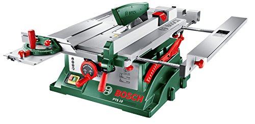 Bosch Tischkreissäge PTS 10 (Spaltkeil, Tischverlängerung, Winkelanschlag, Absaugschlauch, Karton, 1400 Watt, Kreissägeblatt Nenn-Ø: 254 mm, Schnitttiefe bei 90°: 75 mm)