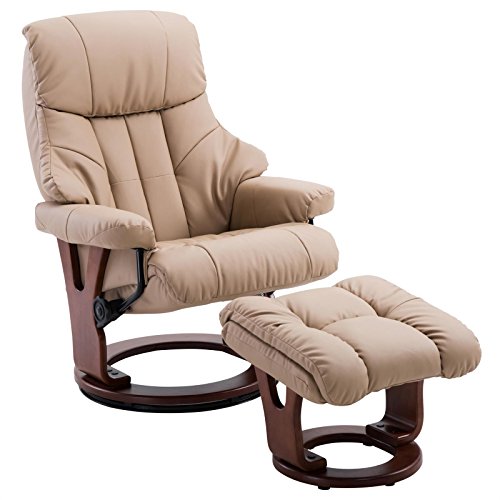 IDIMEX Relaxsessel mit Hocker Cushy, Fernsehsessel TV Sessel Relaxstuhl Entspannungssessel, gepolstert, mit Kunstleder in braun