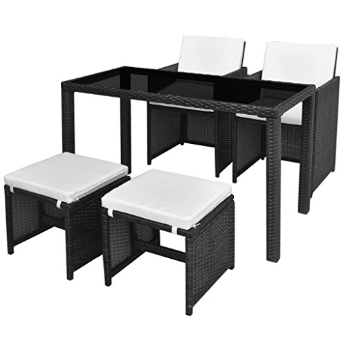 vidaXL Essgruppe 11-tlg. Poly Rattan Gartenmöbel Set Gartengarnitur Sitzgruppe