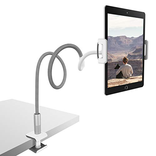 Lamicall Schwanenhals Tablet Halter, Tablet Halterung : Lazy Flexible Einstellbare Lang Arm Ständer für Pad Mini 2 3 4, Pad Pro 2018, Pad Air, Phone, und Weitere 4,7-10,5 Zoll Geräte - Grau
