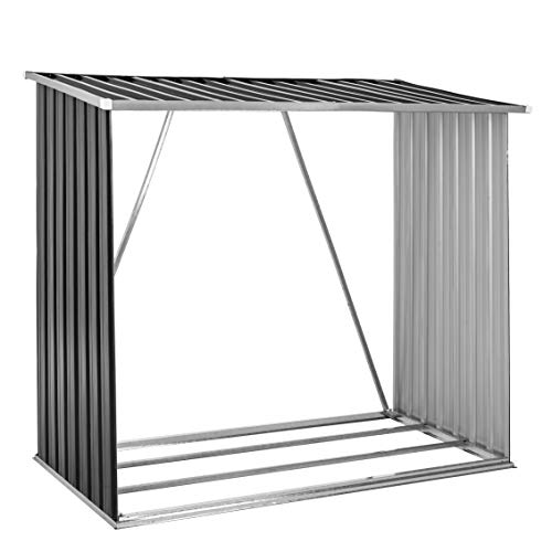 ESTEXO Holzunterstand aus Trapezblech in Grün RAL 6005 oder Anthrazit RAL 7016, Kaminholzregal aus Metall, Unterstand (Anthrazit)