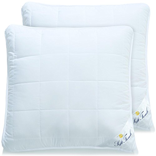 2er Set Kopfkissen 80x80 allergikergeeignete flauschige Kissen mit Reißverschluss zum Anpassen der Füllung, waschbar bis 95 Grad, atmungsaktiv Öko-Tex, aqua-textil Bettwaren Soft Touch 2000000