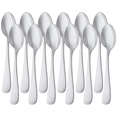 Amazonbasics - Kaffeelöffel aus Edelstahl, Rundkanten-Design, 12er-Pack