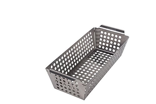 Santos Premium Edelstahl Grillwok rechteckig tief - 31,5 x 13,5 x 7,7 cm - Grillkorb Gemüsekorb