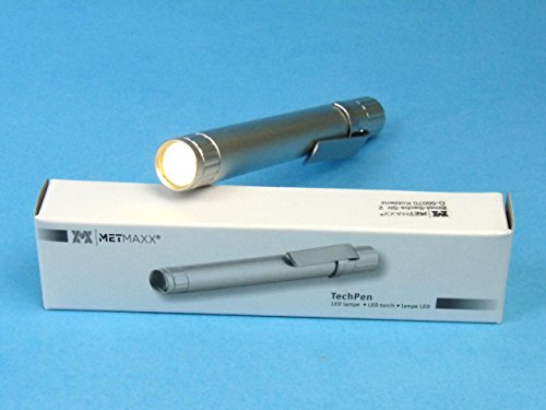 Metmaxx TechPenMedical (Diagnostikleuchte, LED) (Silber), hell, fokusiert, Penlight, Medizinleuchte, Minitaschenlampe, Metall, 11cm
