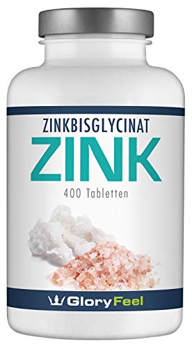 Zink Tabletten - 400 Stück Jahresvorrat - 25mg Hoch Bioverfügbares Zink-Bisglycinat (Zink-Chelat) pro Tablette - VERGLEICHSSIEGER 2018* - Laborgeprüft ohne Zusätze Hergestellt in Deutschland