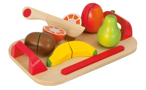 Eichhorn 100003721 - Schneidebretter, Set mit Früchten, 12-teilig, 26 x 16,5 cm, Schneideobst aus Holz mit Klett-Verbindung