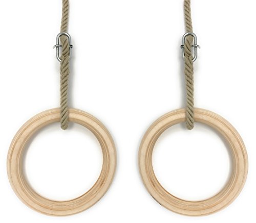 Premium Holz Turnringe für Schaukelgerüst 235mm Fitnessringe Gymnastikringe für Sport Crossfit Fitness Training aus Schichtholz zum Turnen und Kunstturnen für Kinder und Erwachsene für drinnen und bedingt draußen Ringe Gym Outdoor