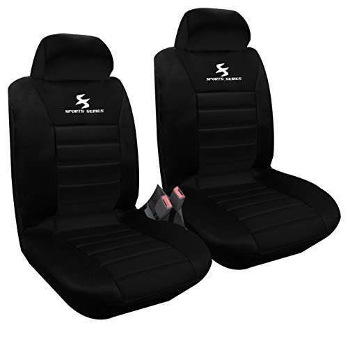 WOLTU AS7254-2 2er Sitzbezüge für Auto Einzelsitzbezug vordere Schonbezüge Sitzbezug Schoner, Komplettset, schwarz