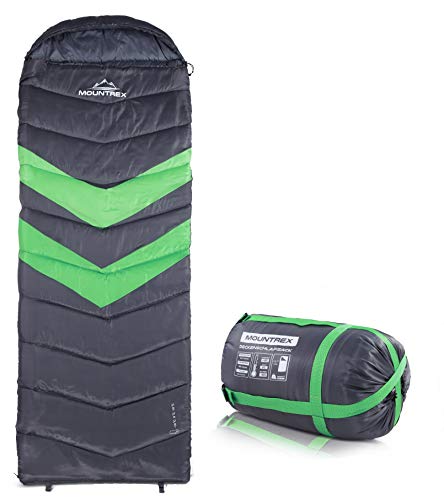 MOUNTREX Schlafsack für Camping & Outdoor | 3 Jahreszeiten Warmer Deckenschlafsack 205 x 75cm | 1.6 Kg | Koppelbar - Rechts