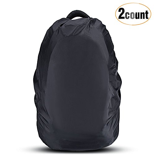 2 Stück Wasserdichter Regenschutz Rucksack Cover Regenhüllen Regenabdeckung für Camping Wandern, von AGPTEK, Schwarz