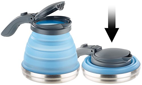 Rosenstein & Söhne Faltbarer Wasserkocher: Faltbarer Silikon-Camping-Wasserkessel mit Edelstahlboden, 800 ml (Faltkanne)