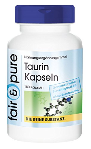 Taurin 650mg, vegan, ohne Magnesiumstearat, 180 Taurin-Kapseln