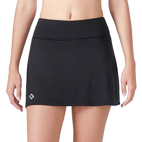 NAVISKIN Damen Laufrock schnelltrocknend Sportrock Tennisrock stylischer Golfrock Hosenrock Ultraleicht weich Skort Schwarz Größe M