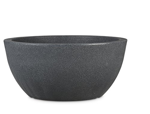 Floralo Bassone Rund Pflanzschale, 15.5 Liters, Schwarz/Granit, 40x40x18 cm